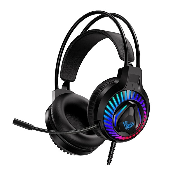 Aula S605 Rainbow 3.5mm Jack + USB Gaming Mikrofonlu Siyah Oyuncu Kulaklığı