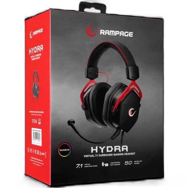 Rampage RMX-G6 Hydra USB Rainbow Aydınlatmalı Mikrofonlu Siyah Gaming Kulaklık
