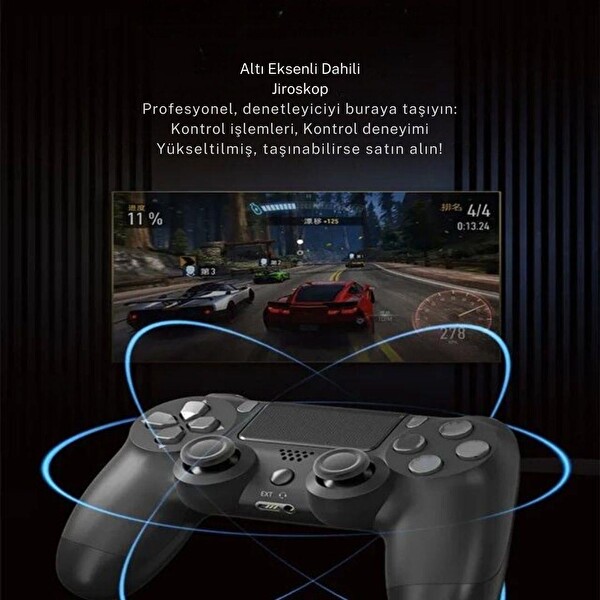 Cosmostech Ps4 ve PC Uyumlu Dualshock 4 Kablosuz Joystick Wireless Oyun Kolu Gamepad Controller Siyah