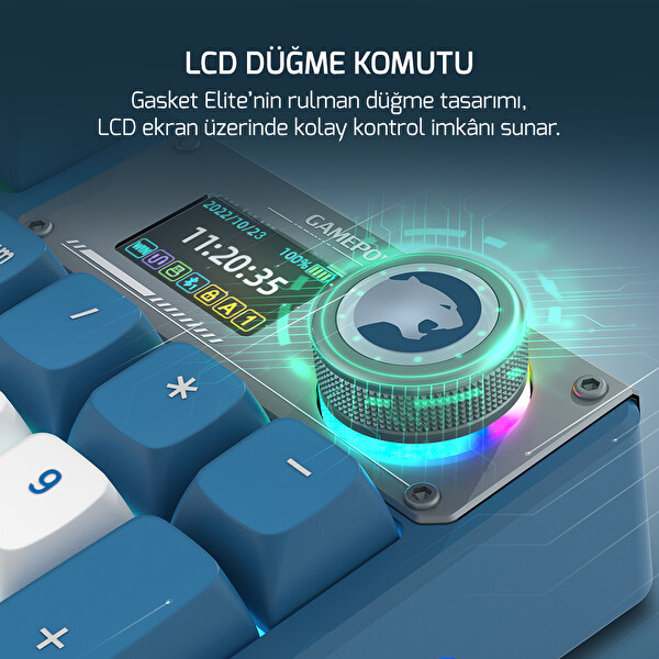 Gamepower Gasket Elite X RGB Wireless Bluetooth Kablolu Mekanik Hot-Swap Yağlı Switch Gasket Gaming Klavye