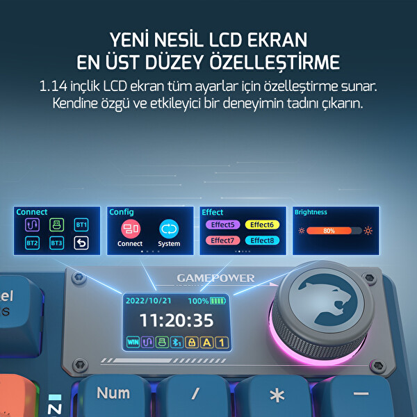 Gamepower Gasket Elite X RGB Wireless Bluetooth Kablolu Mekanik Hot-Swap Yağlı Switch Gasket Gaming Klavye