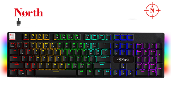 North Shield Blue Switch Türkçe Q RGB Full Metal Panel Mekanik Gaming Klavye