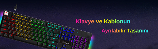 North Shield Blue Switch Türkçe Q RGB Full Metal Panel Mekanik Gaming Klavye