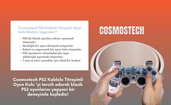 Cosmostech PS2 Controller Oyun Kolu Titreşimli Gamepad Joystick