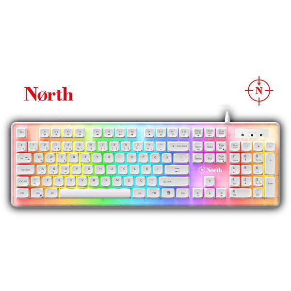North Paladin Mekanik Hisli Türkçe RGB Beyaz Gaming Oyuncu Klavyesi