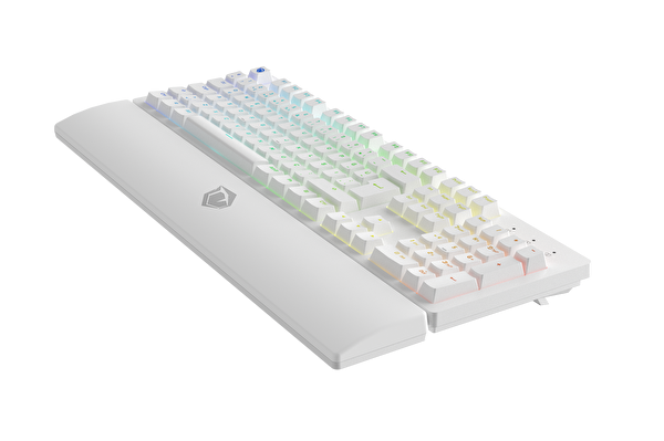 Pusat Rapid Ultra Tam Boyutlu Monster Tactile Red Switch 80 M Tıklama Kablolu Mekanik RGB Oyuncu Klavyesi Beyaz