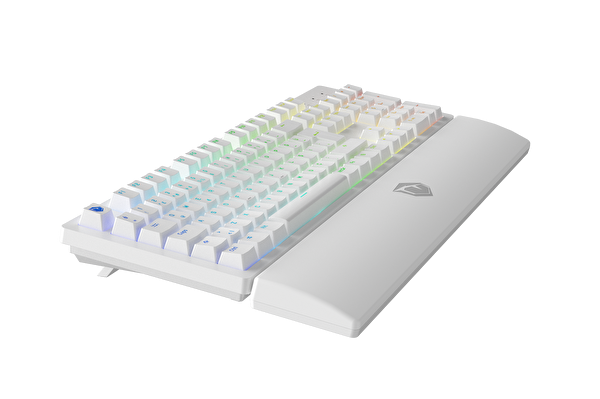 Pusat Rapid Ultra Tam Boyutlu Monster Tactile Red Switch 80 M Tıklama Kablolu Mekanik RGB Oyuncu Klavyesi Beyaz