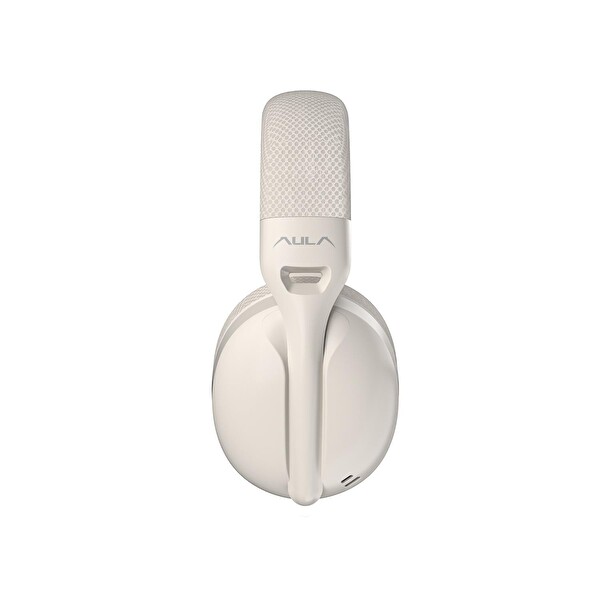 Aula S6 Ultra Hafif Kablosuz Bluetooth Type-C Mikrofonlu Gaming Oyuncu Kulaklığı Krem