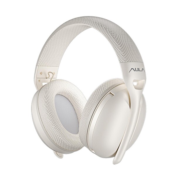Aula S6 Ultra Hafif Kablosuz Bluetooth Type-C Mikrofonlu Gaming Oyuncu Kulaklığı Krem