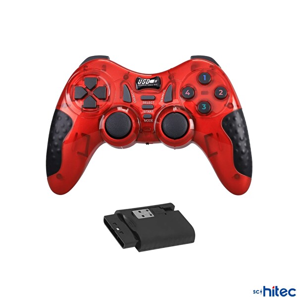 ScHitec 7in1 PC-PS2-PS3-PC360-TV-TVBox-Android Cihazlar ile Uyumlu Kablosuz Gamepad Kırmızı