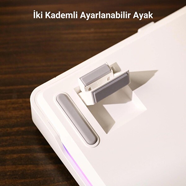 Aula F87 Mekanik RGB TKL GrayWood V3 Switch Kablosuz Makrolu Hot Swap Klavye Turuncu