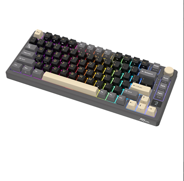 Royal Kludge M75 Siyah/Gold 75% Kablosuz US Gaming Mekanik Klavye (Siyah-Gri)