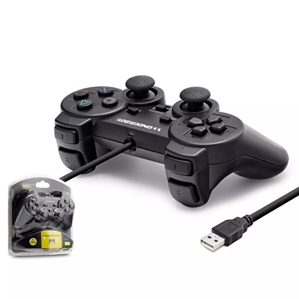 Wonderboy W201S Analoglu Titreşimli 1.40 M USB Kablolu Bilgisayar Oyun Kolu Siyah