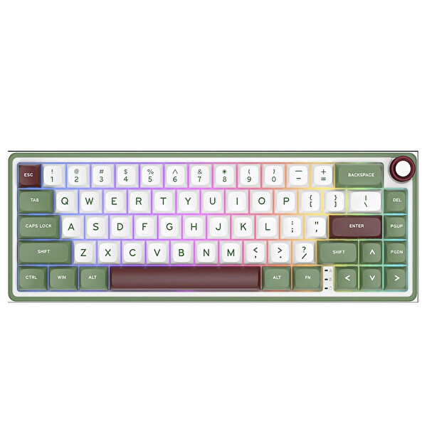 Royal Kludge R65 65% Kablolu US Gaming Klavye Beyaz Yeşil