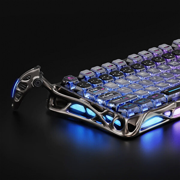 GravaStar Mercury K1 Pro RGB Alüminyum Çerçeveli İngilizce Q Special Edition Kablosuz Mekanik Gaming Klavye Cyberpunk