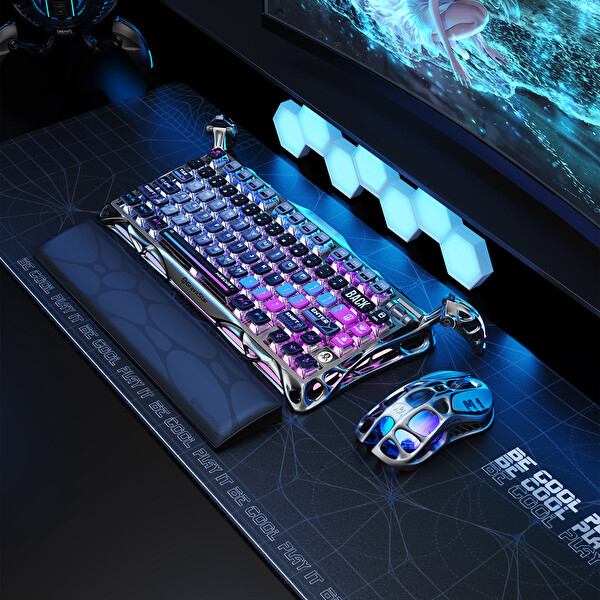 GravaStar Mercury K1 Pro RGB Alüminyum Çerçeveli İngilizce Q Special Edition Kablosuz Mekanik Gaming Klavye Cyberpunk