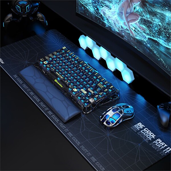 GravaStar Mercury K1 Lite RGB Kablosuz Mekanik Gaming Klavye İngilizce Q Transparan Siyah