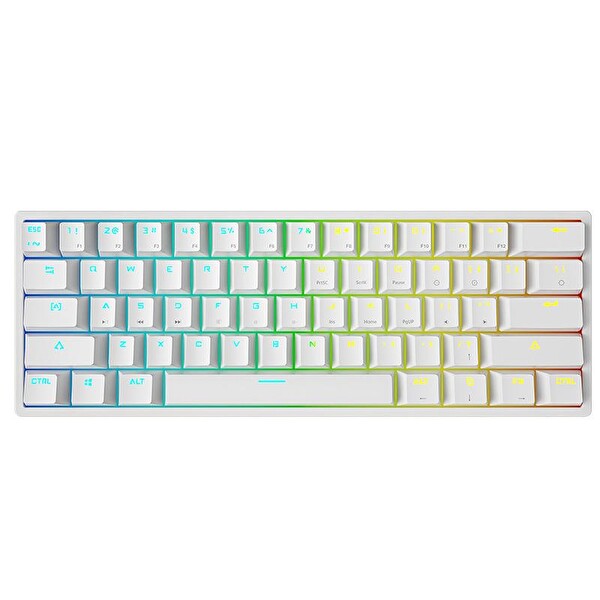 Valkyrie Leaven K620 RGB 61 Key Mavi Tuş Type-C Blue Switch Mekanik Gaming Klavye Beyaz