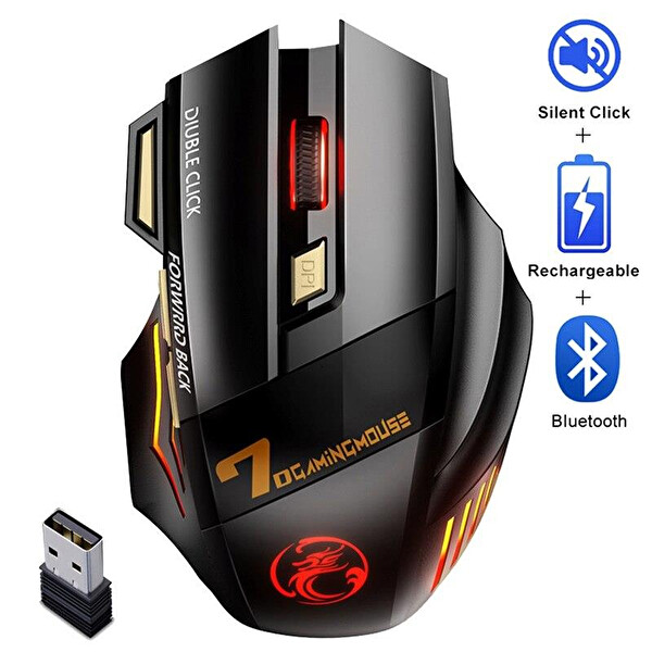 Valkyrie Imice GW-X7 7 Tuşlu Sessiz 2.4 G Wireless Bluetoothlu Şarj Edilebilir Kablosuz Gaming Mouse