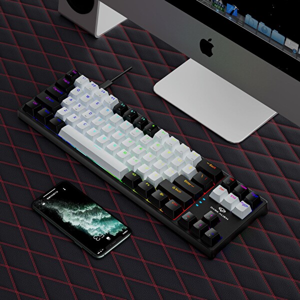Valkyrie Blue Switch Dark Alien K710 71 Tuş RGB Gaming Klavye Mekanik Mavi Tuş Type-C 2 Kademe Yükseklik Siyah Beyaz