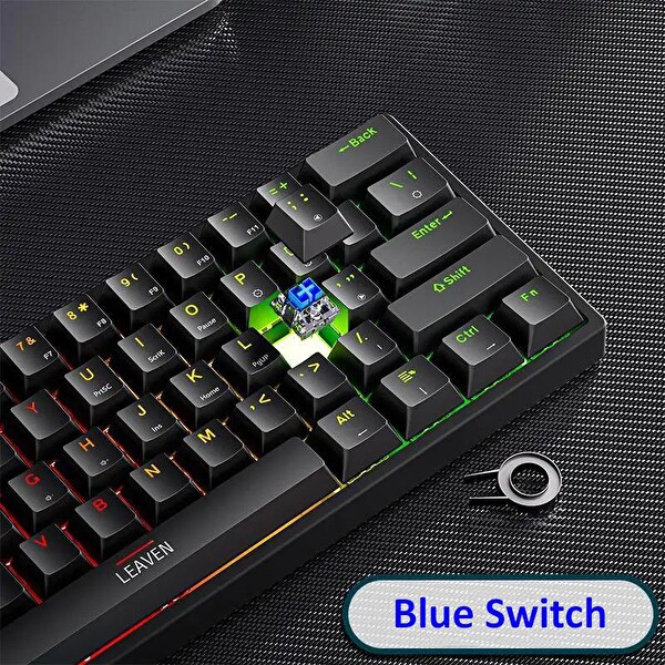 Valkyrie Leaven K620 Blue Switch Mekanik Gaming Oyun Klavyesi RGB 61 Key Mavi Tuş Type-C Klavye Siyah