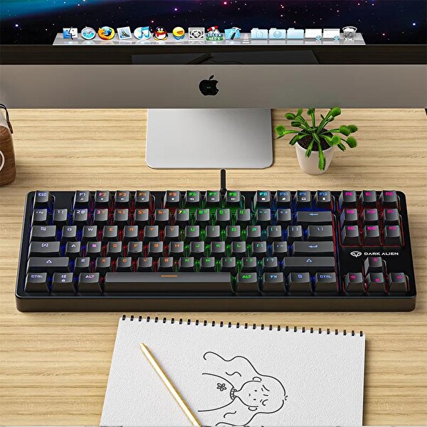 Valkyrie Leaven K870 Blue Switch Mekanik Gaming Oyun Klavyesi RGB 61 Key Mavi Tuş Type-C Klavye Siyah