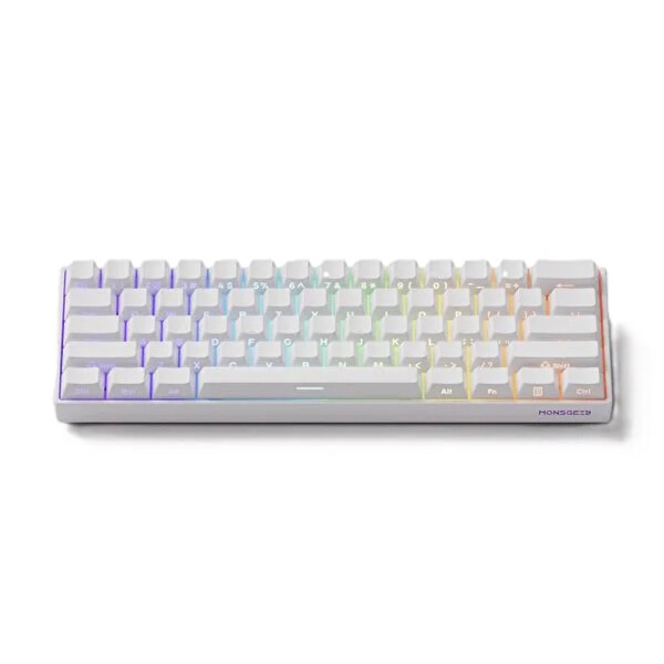 Akko MonsGeek FUN60 Pro Shine-Through White Hall Effect Manyetik Switch ARGB Kablosuz Hotswap Mekanik Gaming Klavye