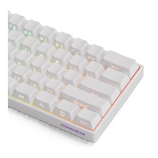 Akko MonsGeek FUN60 Pro Shine-Through White Hall Effect Manyetik Switch ARGB Kablosuz Hotswap Mekanik Gaming Klavye