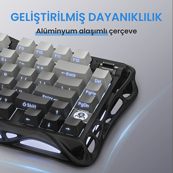 GravaStar Mercury K1+M1 Pro Kablosuz RGB Mekanik Gaming Klavye ve Mouse Seti Siyah