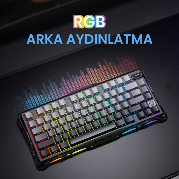 GravaStar Mercury K1+M1 Pro Kablosuz RGB Mekanik Gaming Klavye ve Mouse Seti Siyah