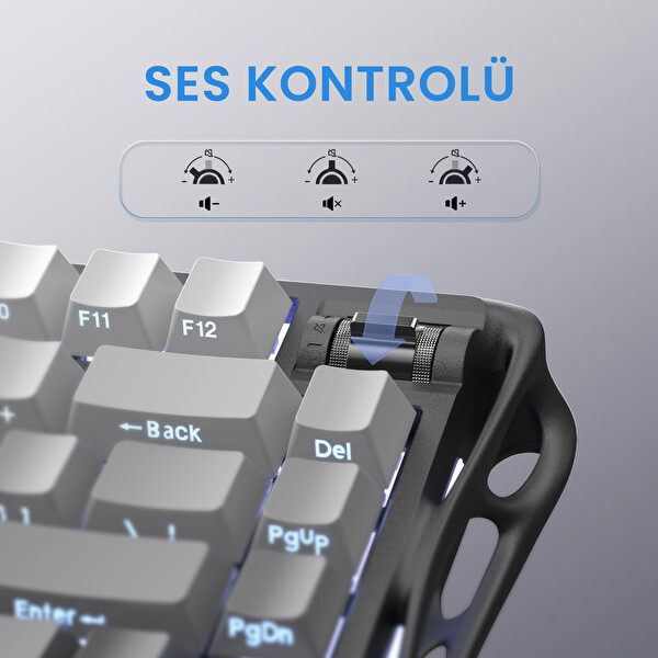 GravaStar Mercury K1+M1 Pro Kablosuz RGB Mekanik Gaming Klavye ve Mouse Seti Siyah