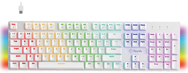 North Shield White Red Switch Türkçe Q Rgb Full Metal Panel Mekanik Beyaz Gaming Klavye