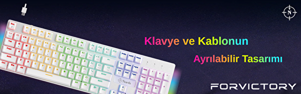North Shield White Red Switch Türkçe Q Rgb Full Metal Panel Mekanik Beyaz Gaming Klavye