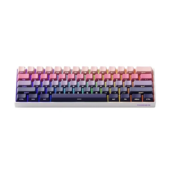 Akko MonsGeek FUN60 Max Shine-Through Phantom Pink Hall Effect Manyetik Switch ARGB Kablosuz Hotswap Mekanik Oyuncu Klavyesi