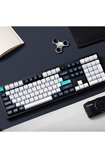 Keychron Q6 Max RGB Full Size Mekanik Red Switch 2.4 GHz Kablosuz İngilizce Beyaz-Lacivert Klavye