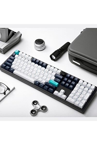 Keychron Q6 Max RGB Full Size Mekanik Red Switch 2.4 GHz Kablosuz İngilizce Beyaz-Lacivert Klavye