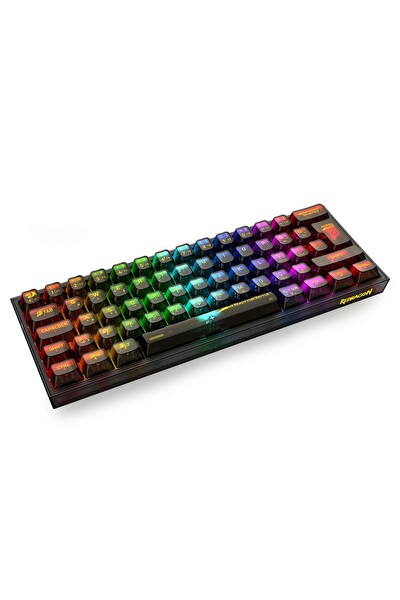 Redragon K617 RGB Fizz Şeffaf Siyah Kablolu Mekanik 61 Tuşlu Türkçe Oyuncu Klavyesi