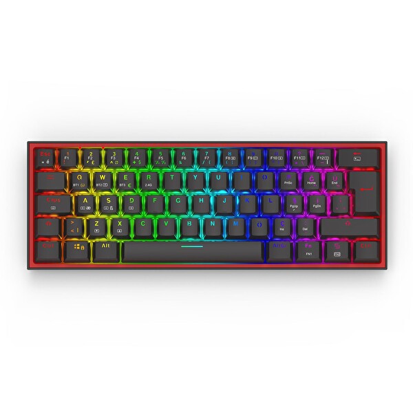 Redragon K616 Fizz PRO RGB Red Switch 2.4GHz Kablosuz Siyah Türkçe Mekanik Oyuncu Klavyesi