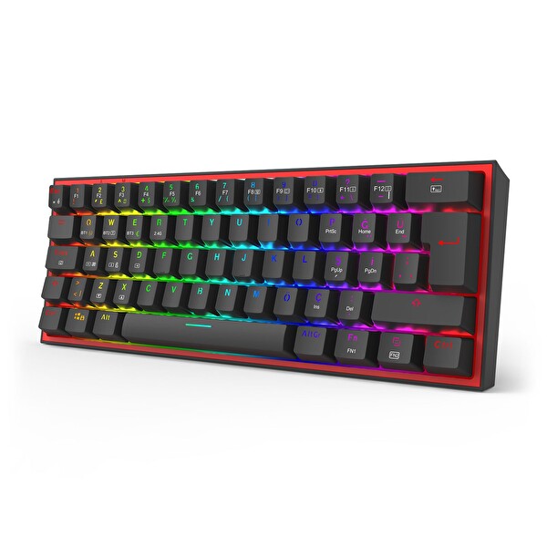 Redragon K616 Fizz PRO RGB Red Switch 2.4GHz Kablosuz Siyah Türkçe Mekanik Oyuncu Klavyesi