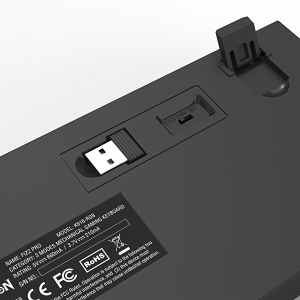 Redragon K616 Fizz PRO RGB Red Switch 2.4GHz Kablosuz Siyah Türkçe Mekanik Oyuncu Klavyesi