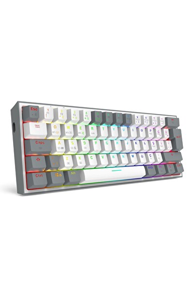Redragon K616 Fizz PRO RGB Red Switch 2.4GHz Kablosuz Beyaz - Gri Türkçe Mekanik Oyuncu Klavyesi