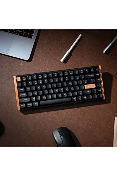 Keychron K2 HE RGB Manyetik Switch 2.4 GHz Kablosuz İngilizce Ahşap Kenarlı Siyah Klavye