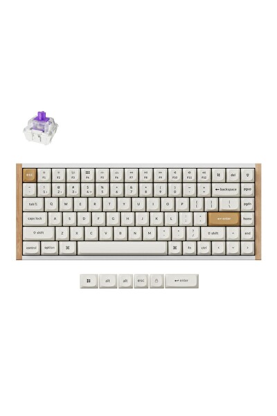 Keychron K2 HE RGB Manyetik Switch 2.4 GHz Kablosuz İngilizce Ahşap Kenarlı Beyaz Klavye