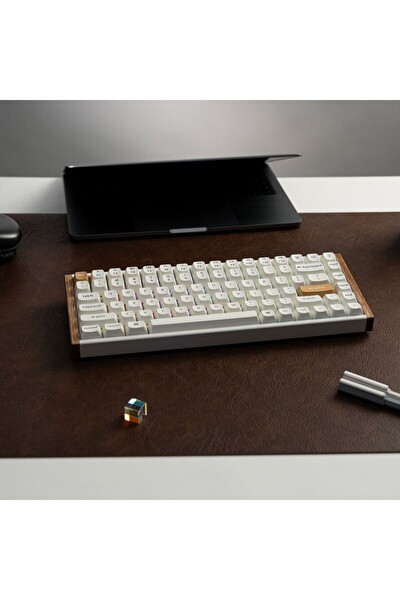 Keychron K2 HE RGB Manyetik Switch 2.4 GHz Kablosuz İngilizce Ahşap Kenarlı Beyaz Klavye