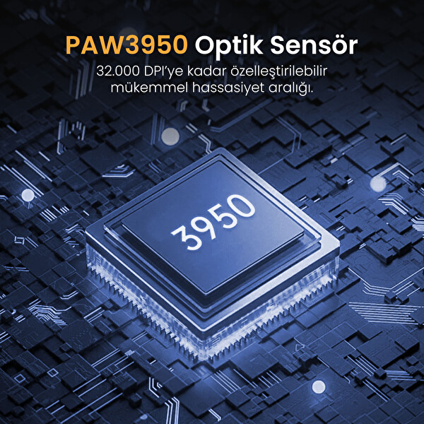 GravaStar Mercury X RGB 32K DPI Kablosuz Optik Programlanabilir 5 Tuşlu Special Edition Sarı Gaming Mouse