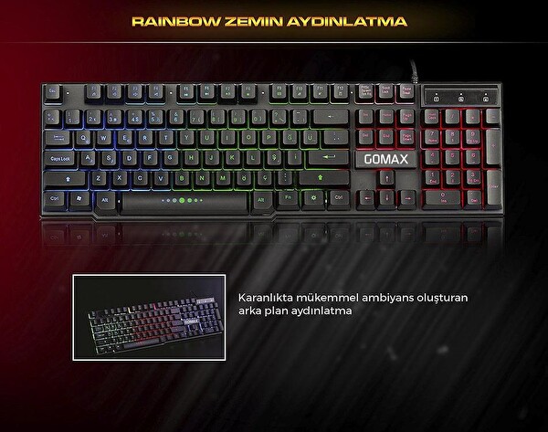 Gomax K2 RGB LED Işıklı Oyuncu Klavyesi