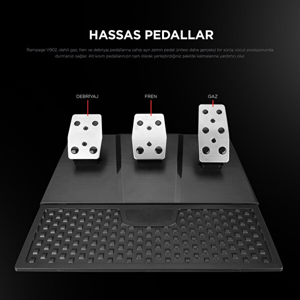 Rampage V902 Sadece PC Uyumlu 3 Pedallı Oyuncu Direksiyonu Seti