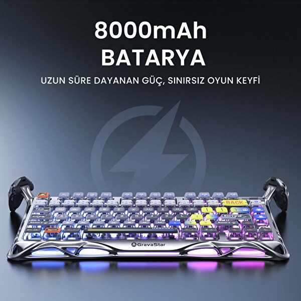 GravaStar Mercury K1 Pro RGB Kablosuz Mekanik Gaming Klavye, Alüminyum Çerçeveli, İngilizce Q, Uzay Gri