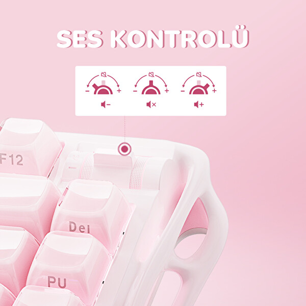 GravaStar Mercury K1 RGB Kablosuz Mekanik Gaming Klavye, Alüminyum Çerçeveli, İngilizce Q, Special Edition, Pembe