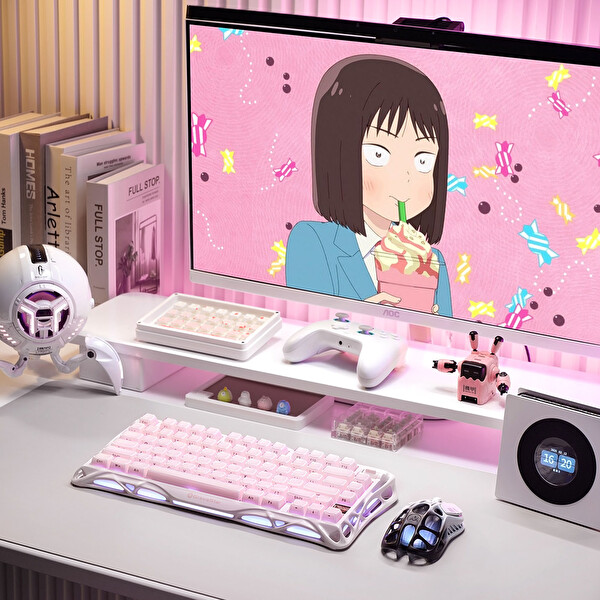 GravaStar Mercury K1 RGB Kablosuz Mekanik Gaming Klavye, Alüminyum Çerçeveli, İngilizce Q, Special Edition, Pembe